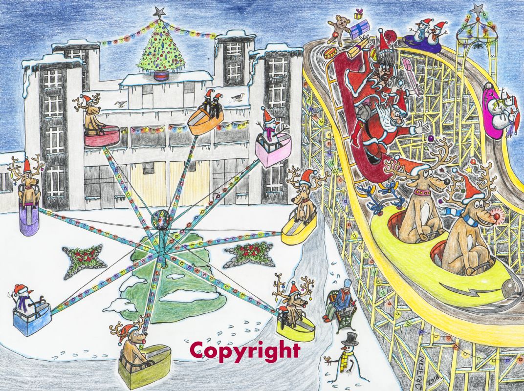Christmas card Roller Coaster fun Felixstowe .